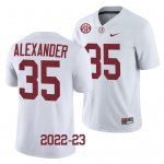 Men's Alabama Crimson Tide #35 Jeremiah Alexander 2022-23 White NCAA College Football Jersey 2403BOUO5